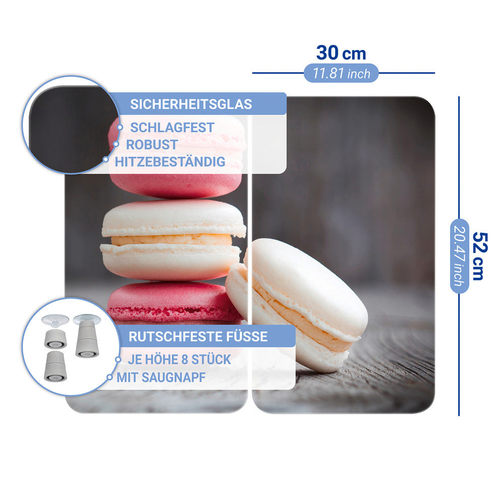 Komfyrdeksel glass 2-delt sett macarons-motiv universal oversikt