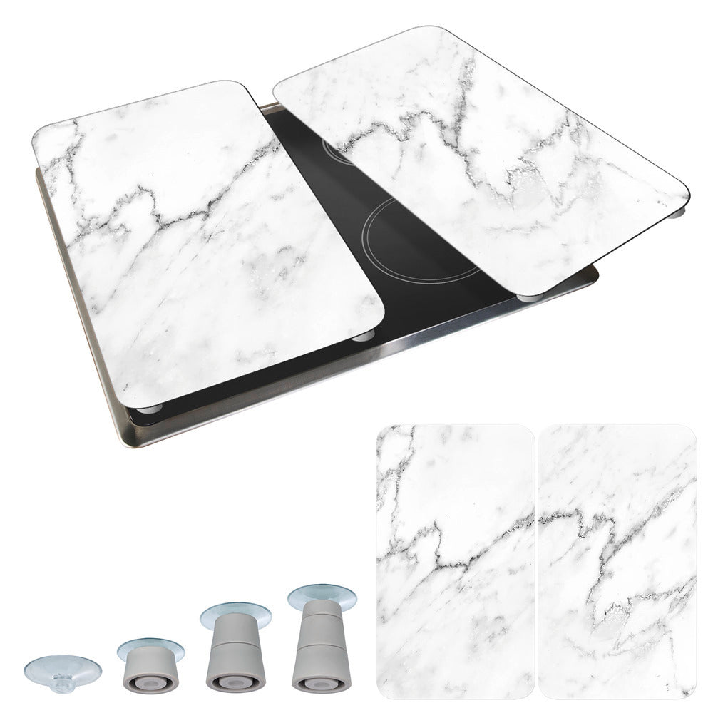 Komfyrdeksel glass 2-delt sett marmor-motiv universal - Wenko pakket