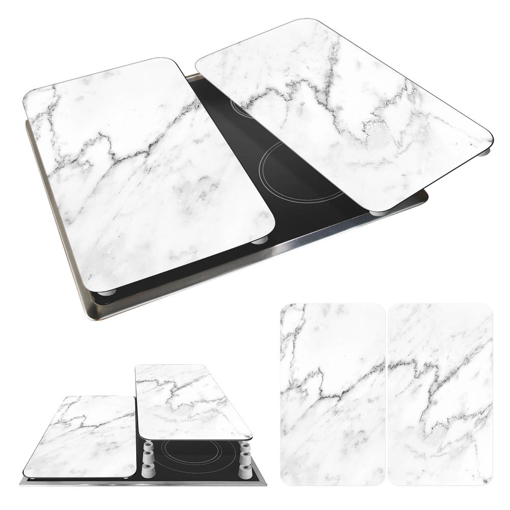Komfyrdeksel glass 2-delt sett marmor-motiv universal - Wenko komplett sett