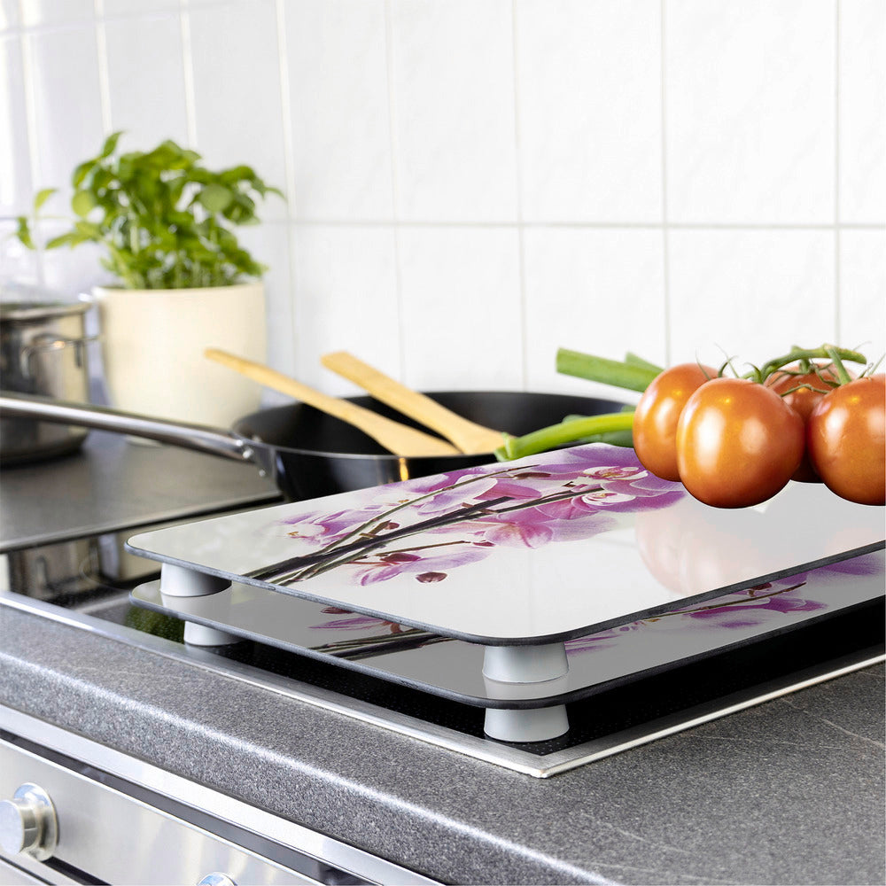 Komfyrdeksel glass 2-delt sett orkidé-motiv universal - Wenko pakket til sending