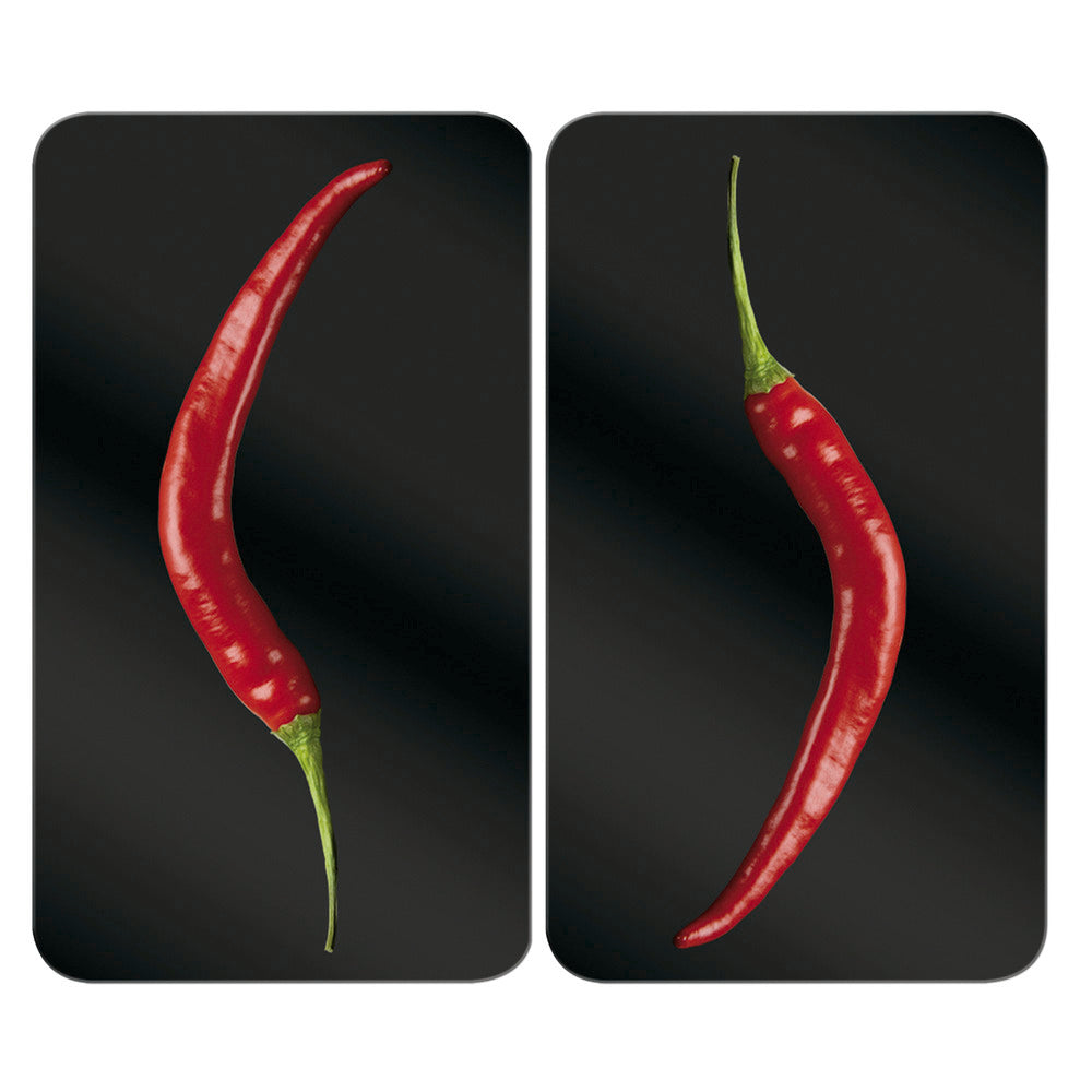 Komfyrdeksel glass 2-delt sett pepperonimotiv - Wenko forfra