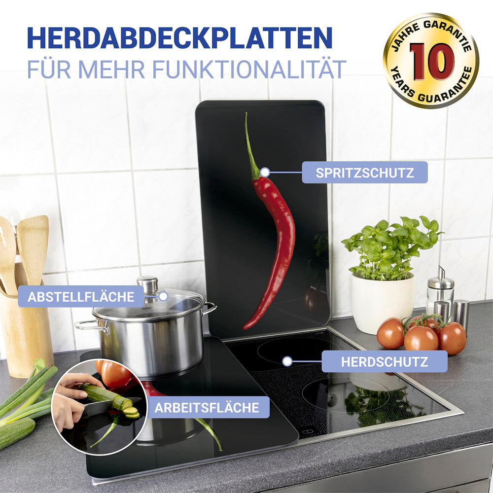 Komfyrdeksel glass 2-delt sett pepperonimotiv - Wenko bakside