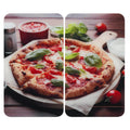 Komfyrdeksel glass 2-delt sett pizza-motiv universal forfra