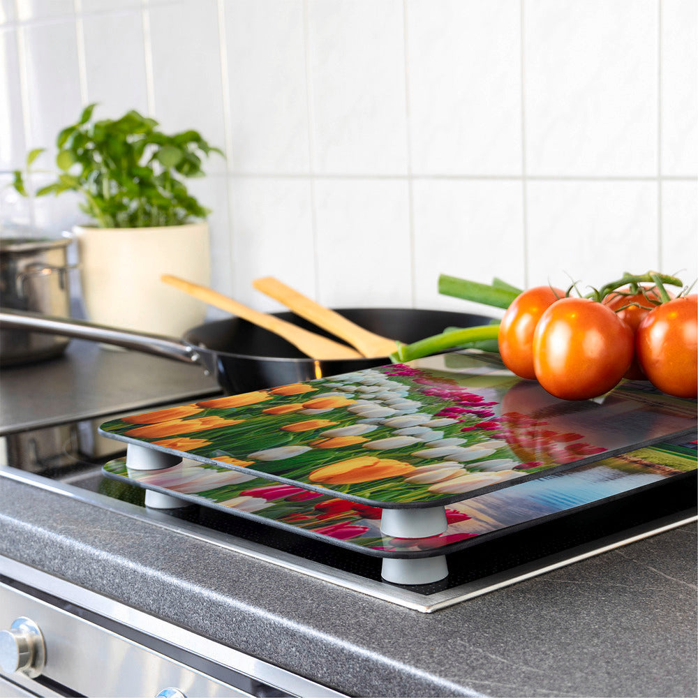 Komfyrdeksel glass 2-delt sett vindmølle-motiv universal - Wenko detalj motiv