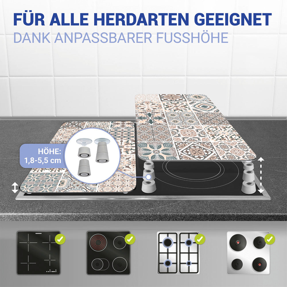 Detalj av komfyrdeksel glass flismønster 2-delt sett - Wenko