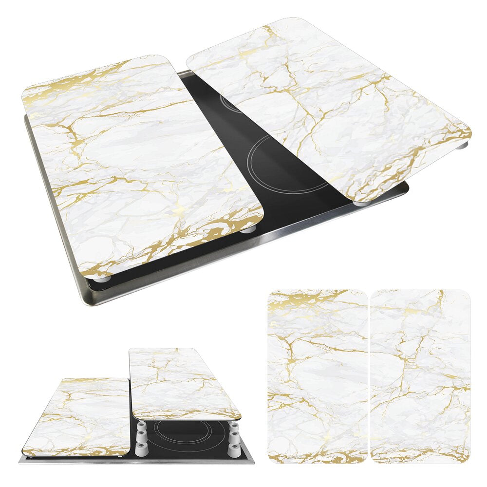 Komfyrdeksel glass marmor gull 2-delt sett universal Wenko design