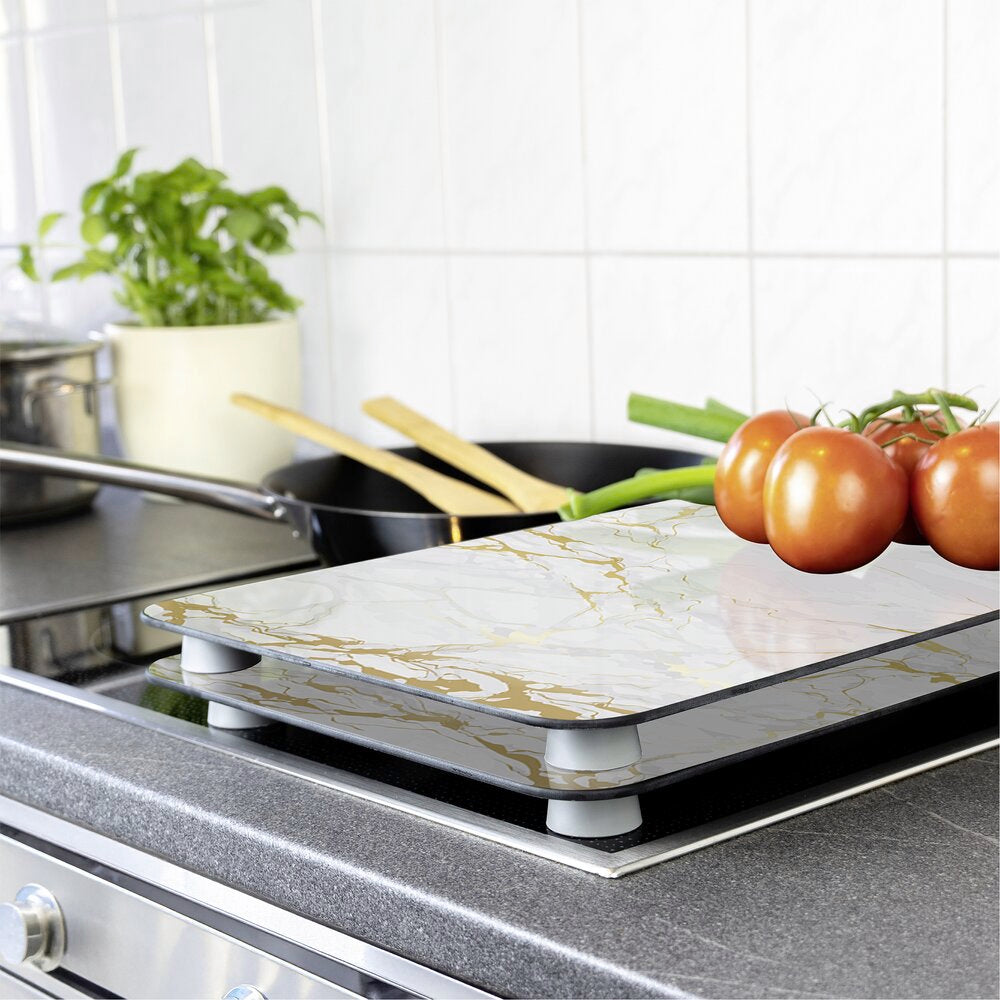 Komfyrdeksel glass marmor gull 2-delt sett universal Wenko pakket