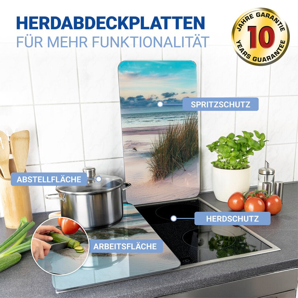 Komfyrdeksel glass universal 2-delt sett dynemotiv - WENKO bakside
