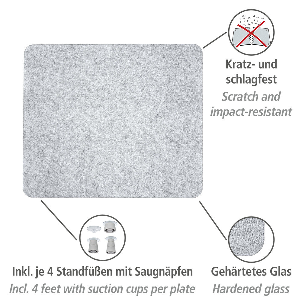 Komfyrdeksel glass universal 3-i-1 50×56 cm gjennomsiktig bakside