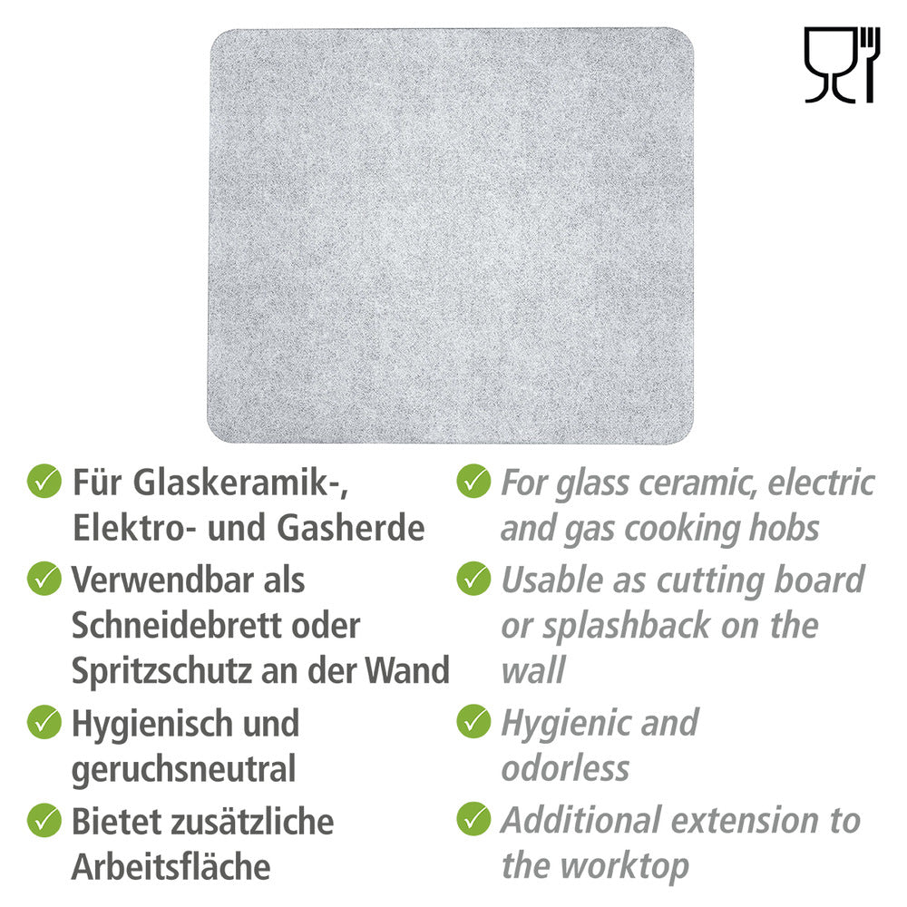 Detalj av Komfyrdeksel glass universal 3-i-1 50×56 cm gjennomsiktig