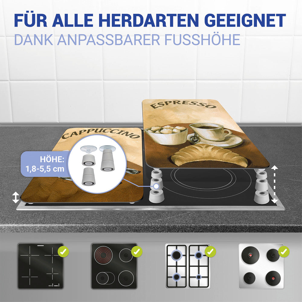 Detalj av Komfyrdeksel glass 2-delt sett kaffe-motiv universal - Wenko