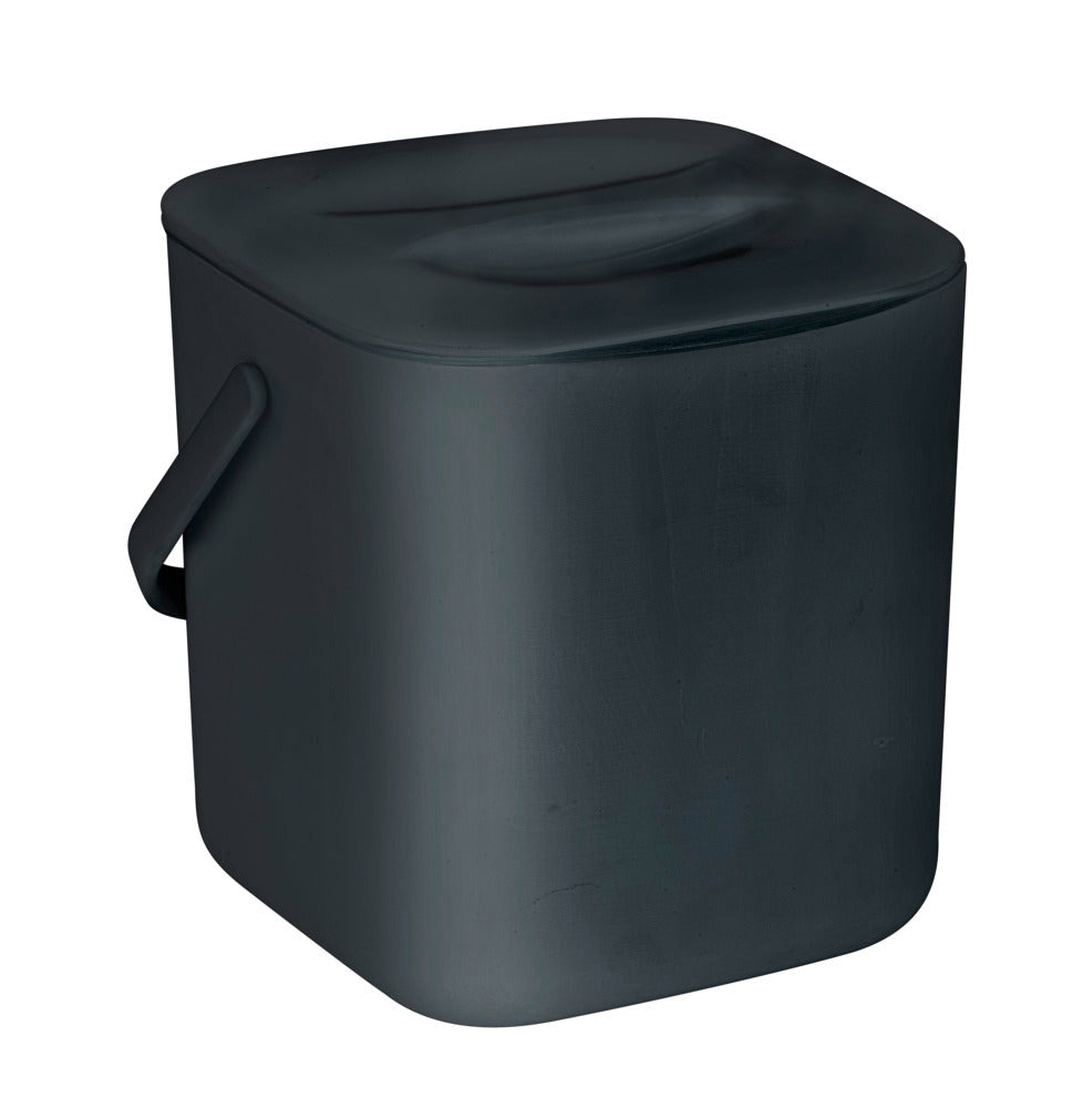 Kompostbeholder 3 L svart plast med sil bakside