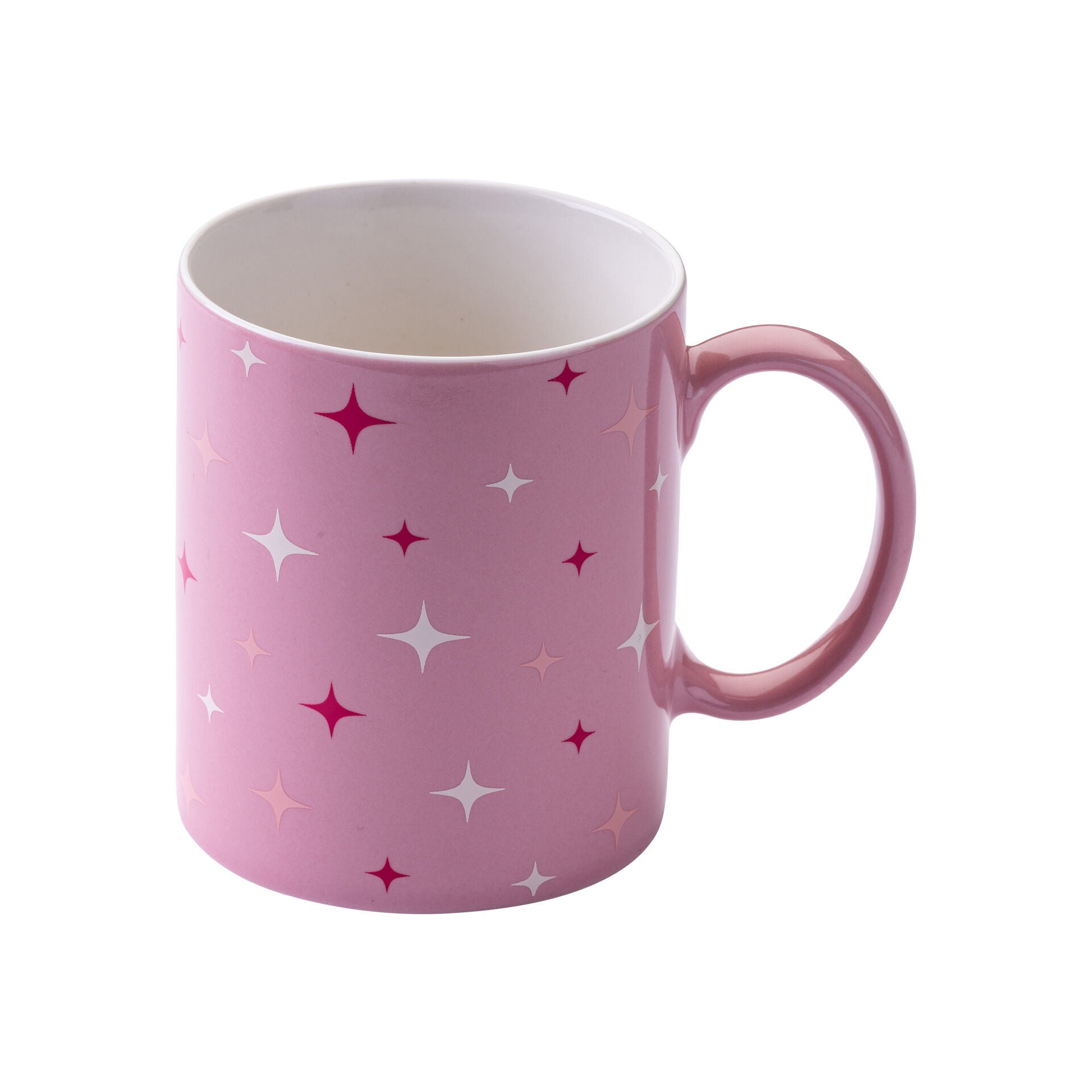 Kopp med stjerner rosa og hvit stentøy 350 ml - Paris Hilton forfra
