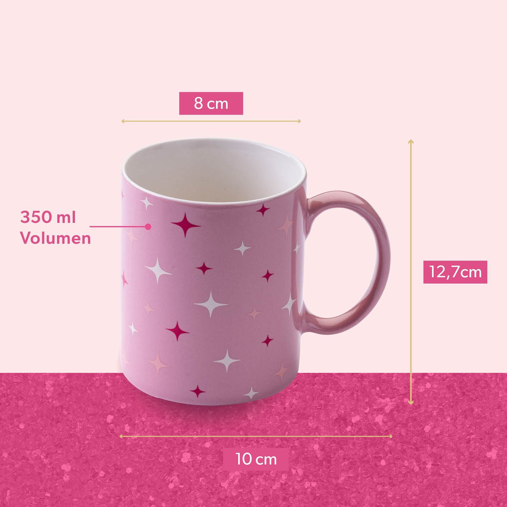 Detalj av kopp med stjerner rosa og hvit stentøy 350 ml - Paris Hilton