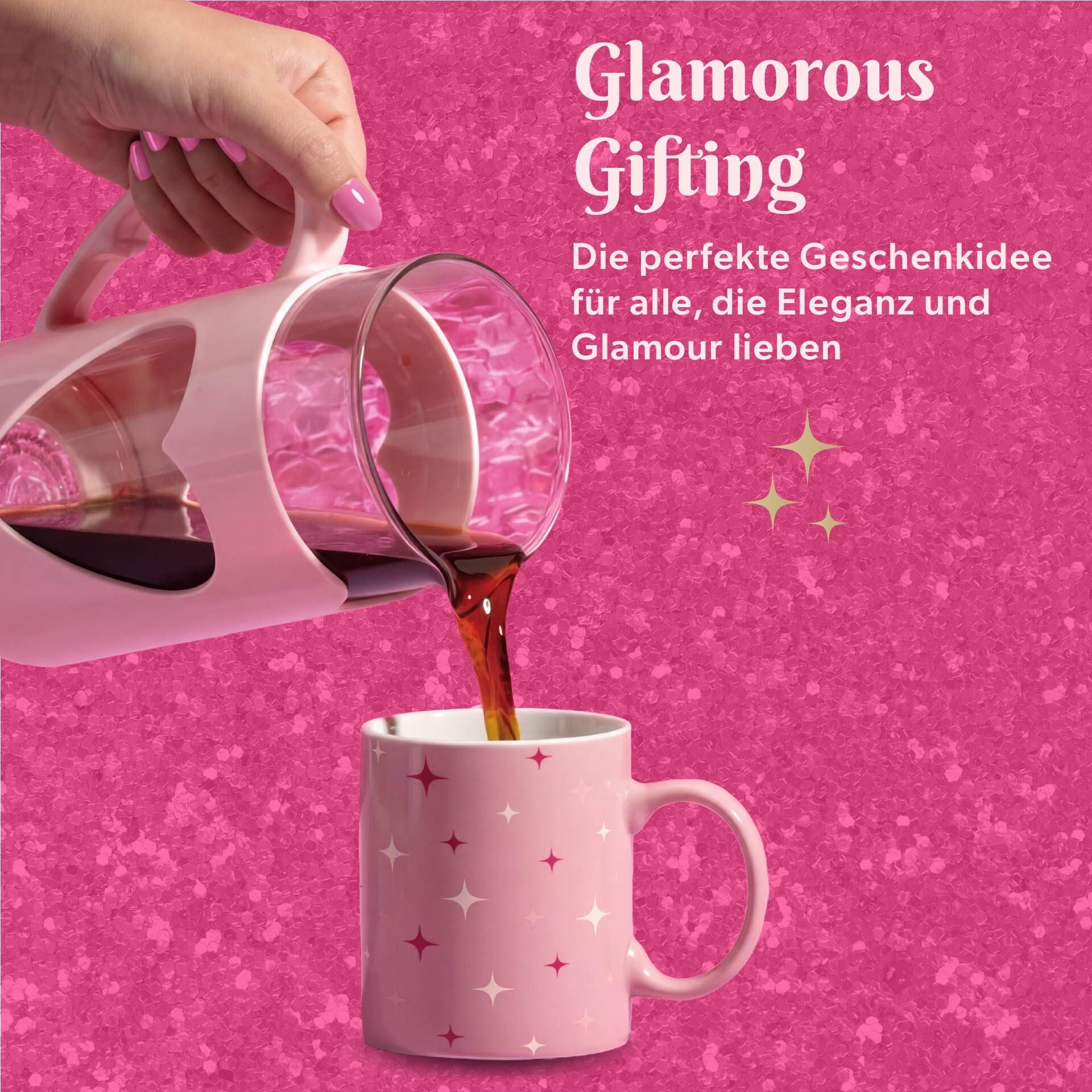 Kopp med stjerner rosa og hvit stentøy 350 ml - Paris Hilton i bruk