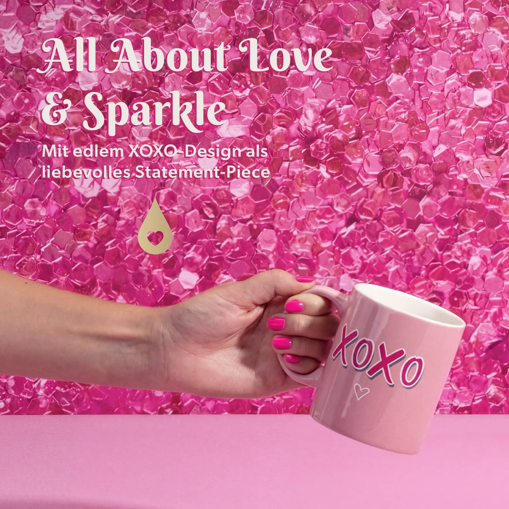 Kopp "XOXO" rosa keramikk 350 ml Paris Hilton sett fra siden