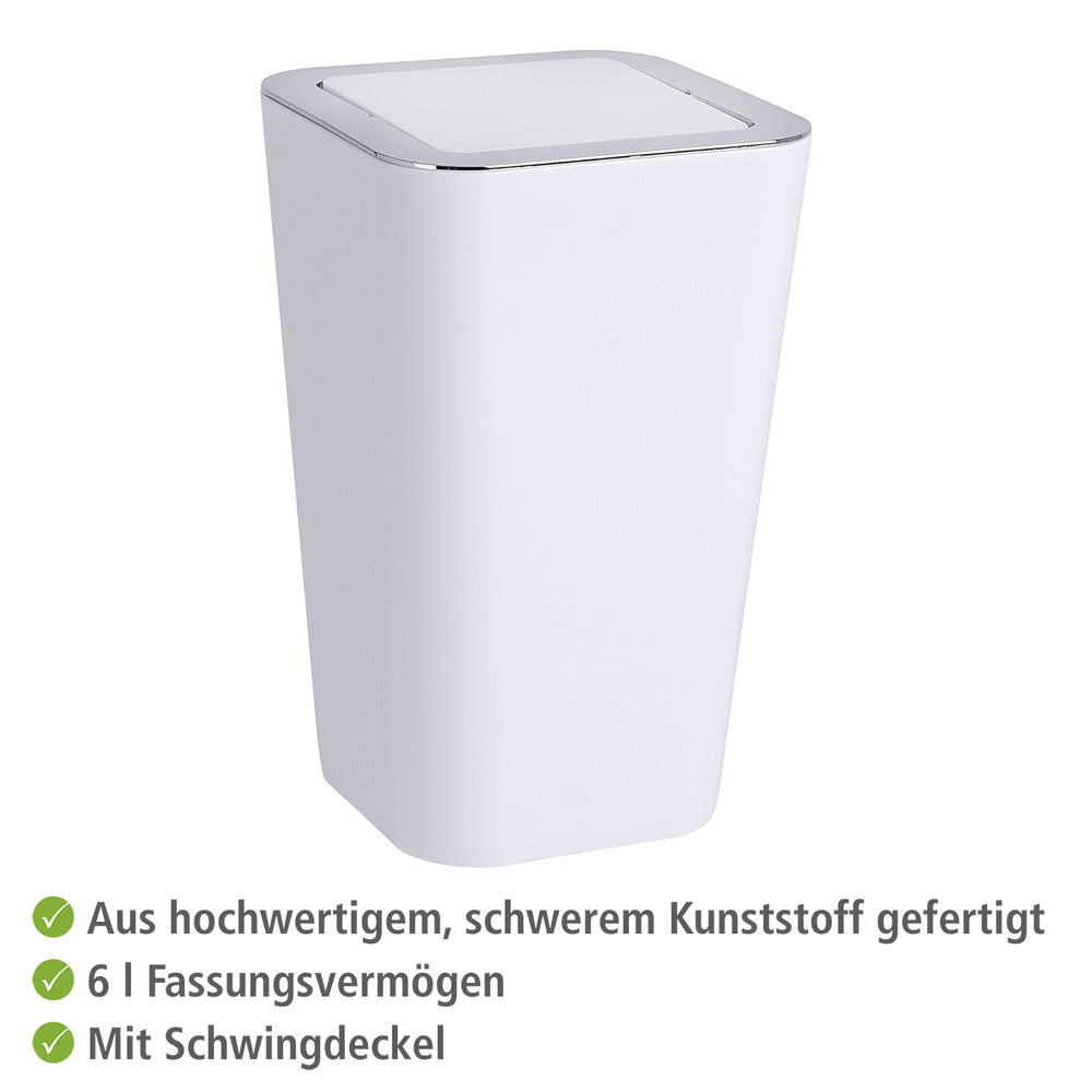 Kosmetikkbøtte med vippelokk Candy hvit 6 L plast bakside