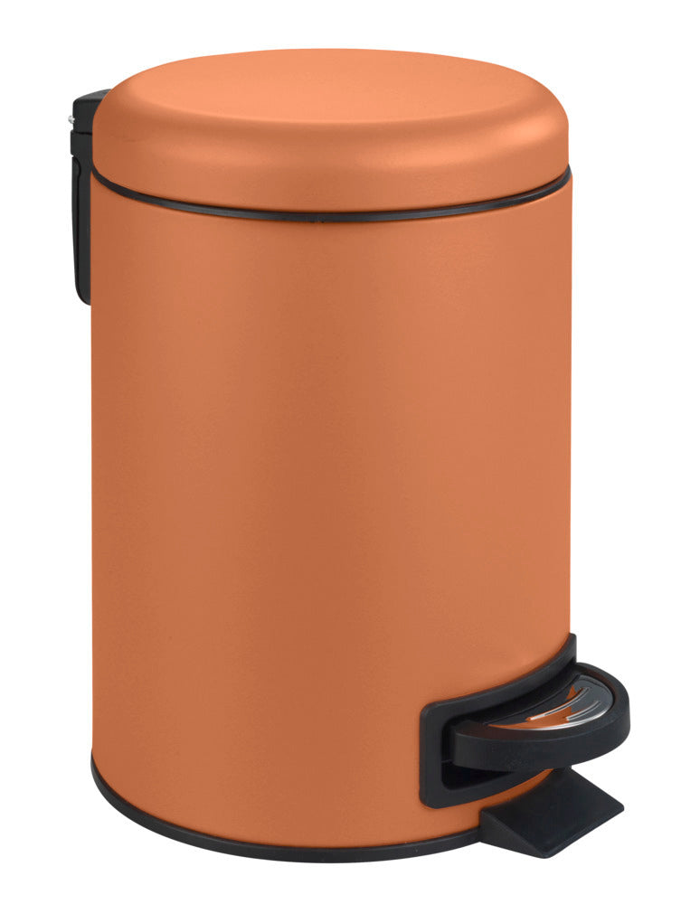 Kosmetikkbøtte med pedal Leman terracotta metall forfra