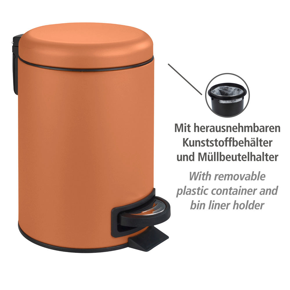 Kosmetikkbøtte med pedal Leman terracotta metall bakside