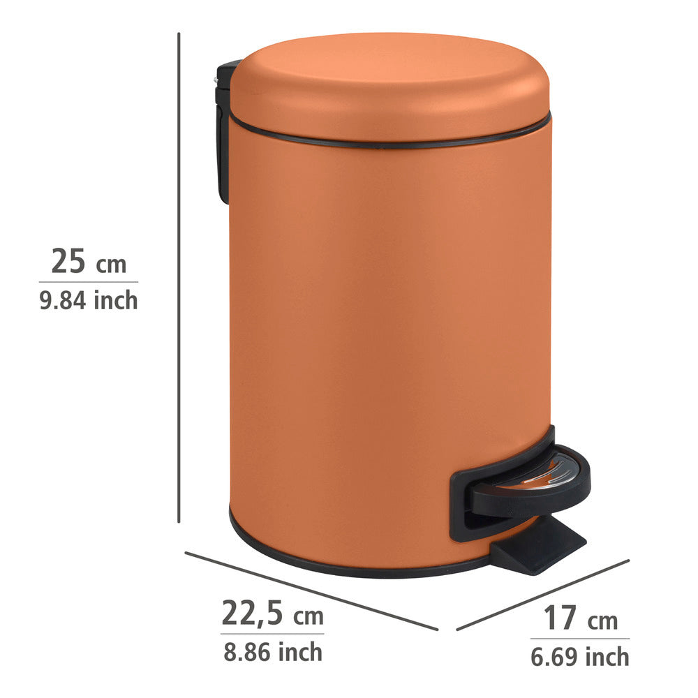 Nærbilde av overflate på Kosmetikkbøtte med pedal Leman terracotta metall