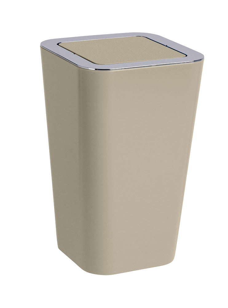 Kosmetikkbøtte med vippelokk Candy taupe 6 L plast - Wenko forfra