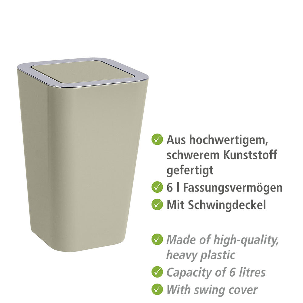 Bakside av Kosmetikkbøtte med vippelokk Candy taupe 6 L plast - Wenko
