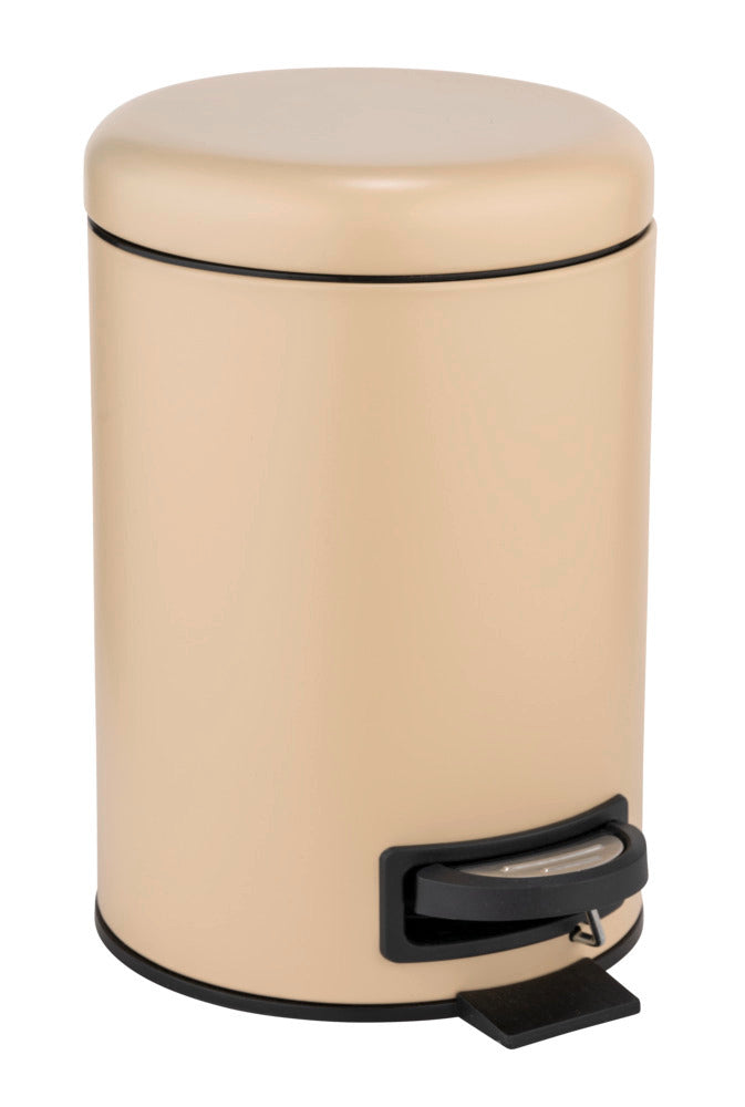 Kosmetikkbøtte med pedal beige matt 3L med innersøtte forfra