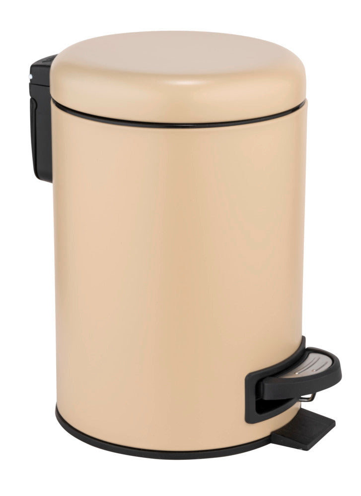 Nærbilde av lokk på Kosmetikkbøtte med pedal beige matt 3L med innersøtte
