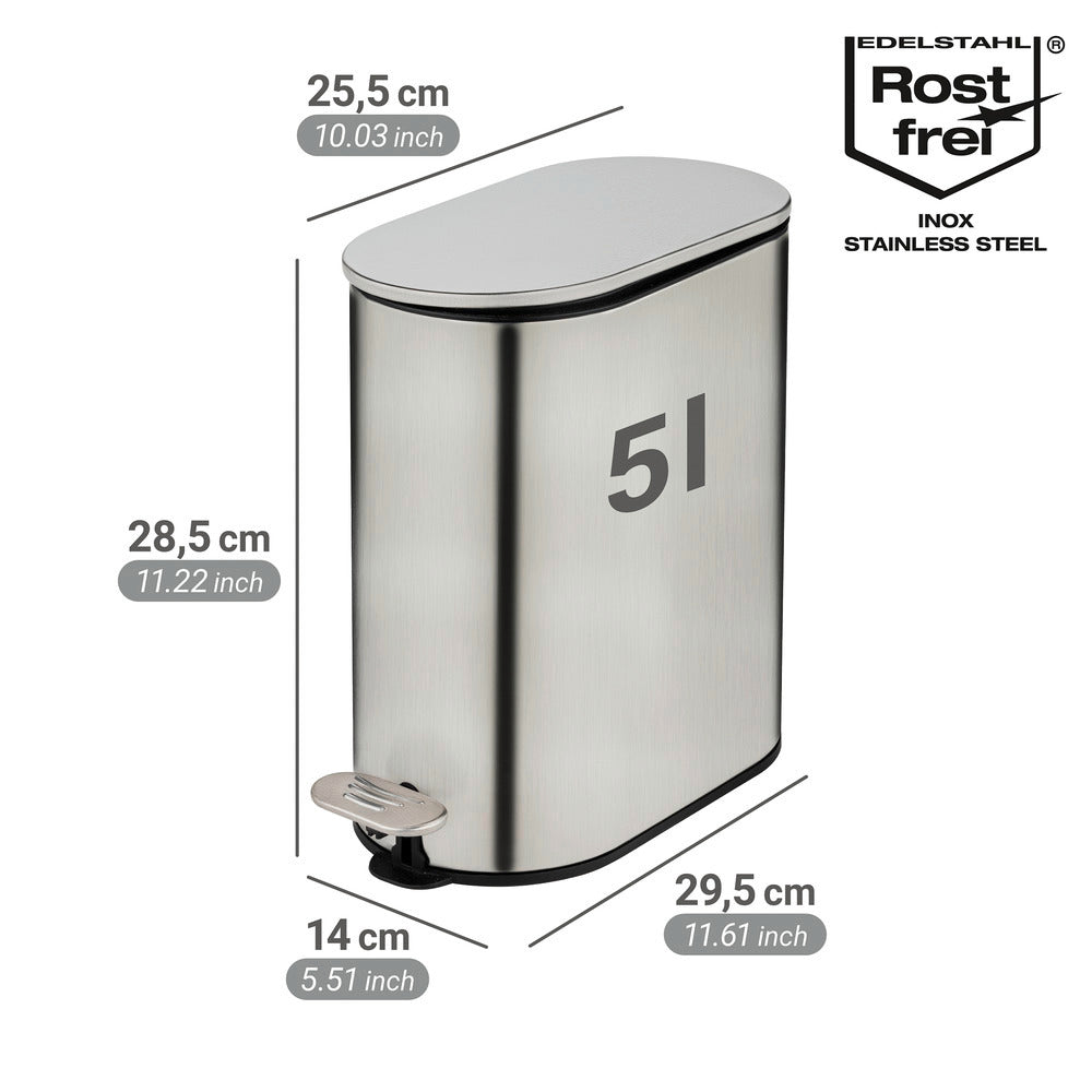 Kosmetikkbøtte rustfritt stål 5L svart med soft close montert på bad