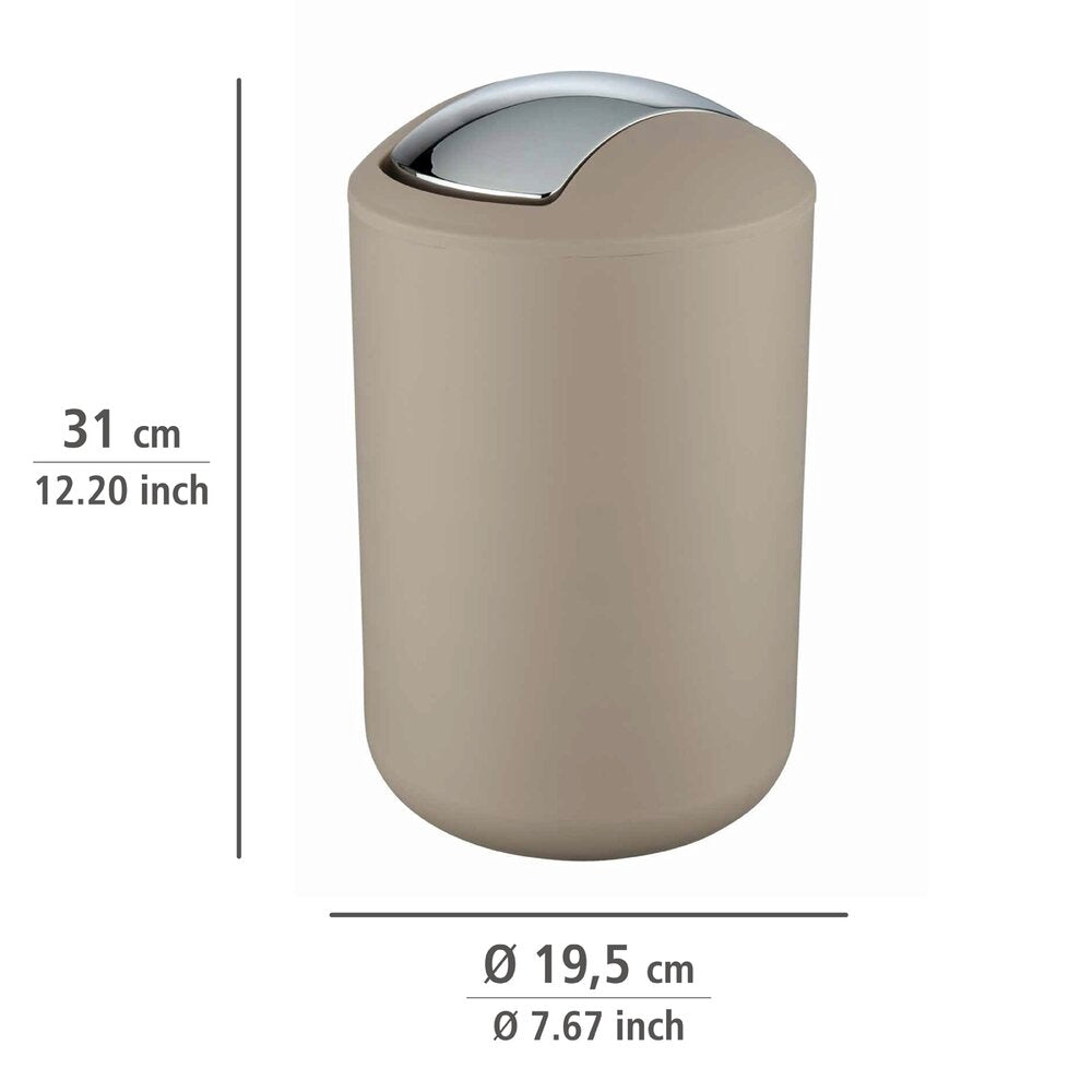 Detalj av vipplokk på Kosmetikkbøtte med vipplokk taupe 6,5 L Brasil WENKO