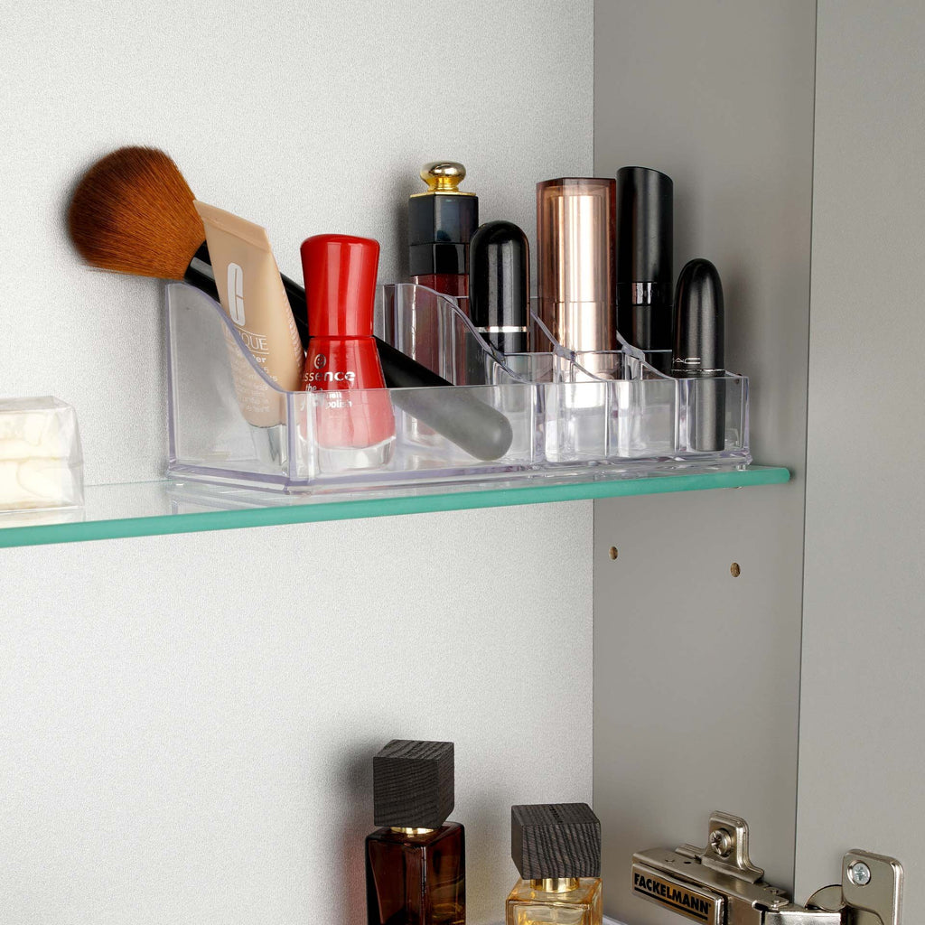 Kosmetikkorganiserer med 8 rom transparent plast 17,5 cm oversikt over rom