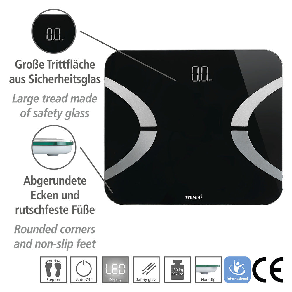Kroppsvekt analyse LED svart Bluetooth glass - WENKO bakside