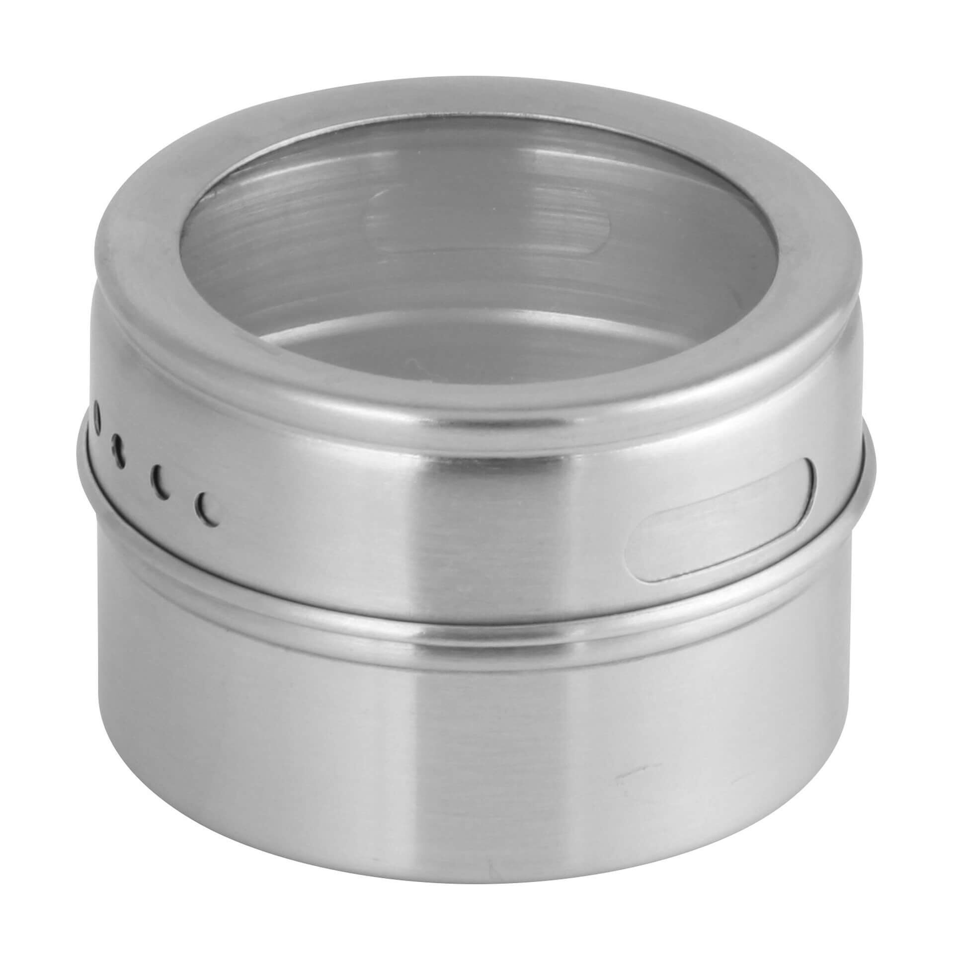 Krydderboks magnetisk rustfritt stål Ø6x4,5 cm forfra