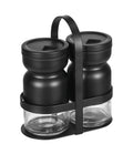 Kryddersett 3-delt med holder og strøere glass svart - WENKO forfra