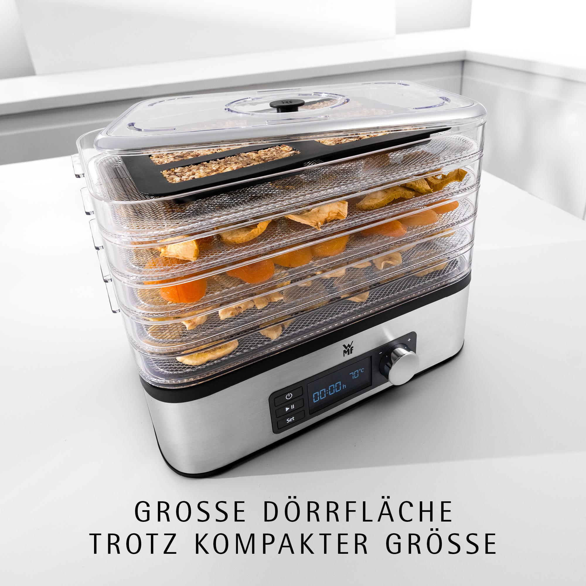 KUCHENminis tørkemaskin Snack to go 220W rustfritt stål med frukt