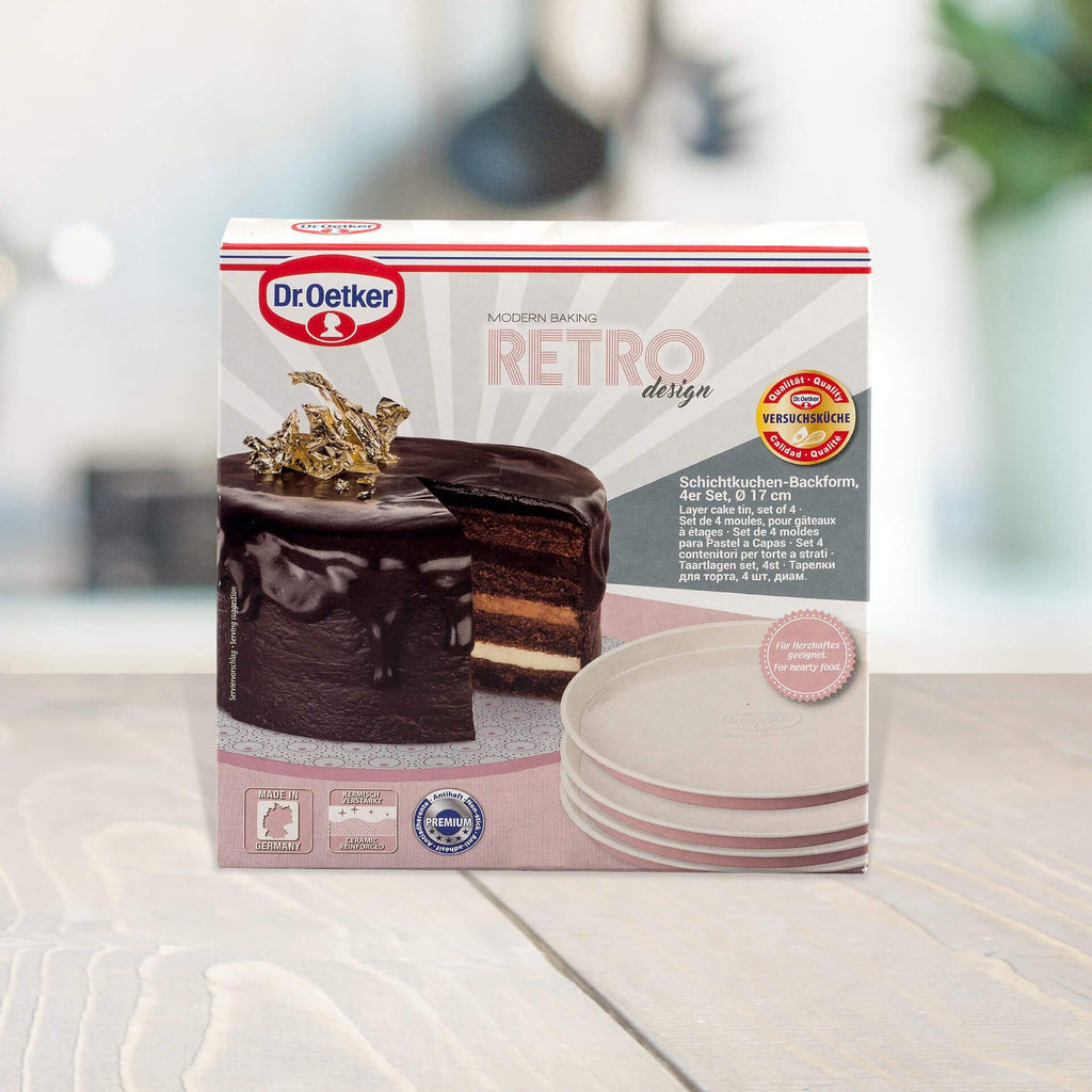 Lagkakeformer 4-delt Ø17 cm non-stick Retro Design - Dr. Oetker bakside