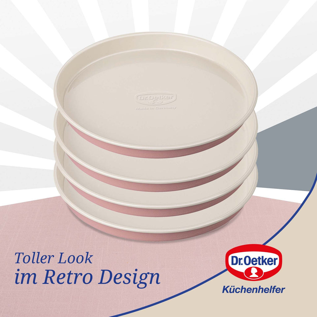 Lagkakeformer 4-delt Ø17 cm non-stick Retro Design - Dr. Oetker emballasje