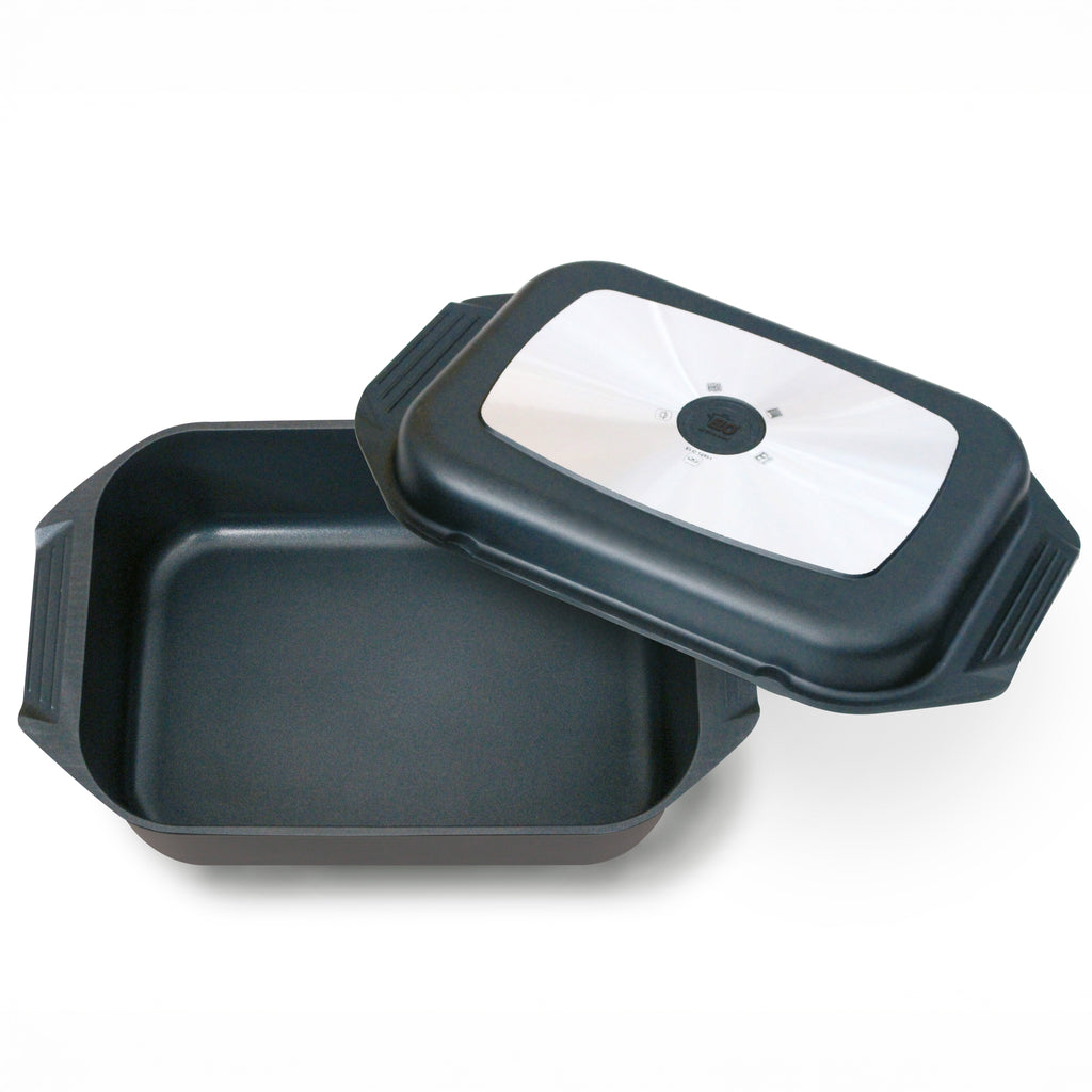 Langpanne Karree med lokk 42x26 cm støpt aluminium 7 L fra ELO forfra