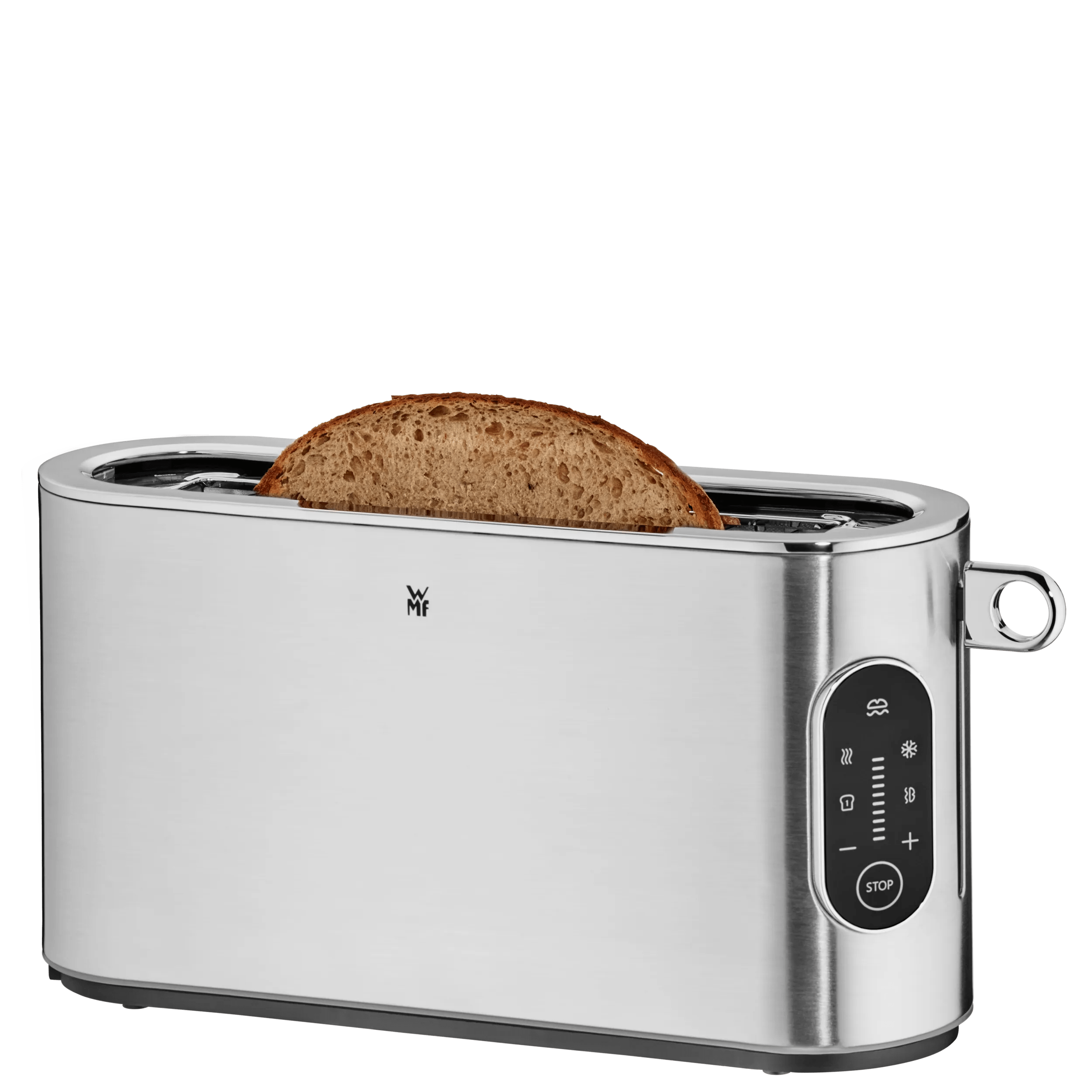 Langslissbrødrister Lumero rustfritt stål smulebrett