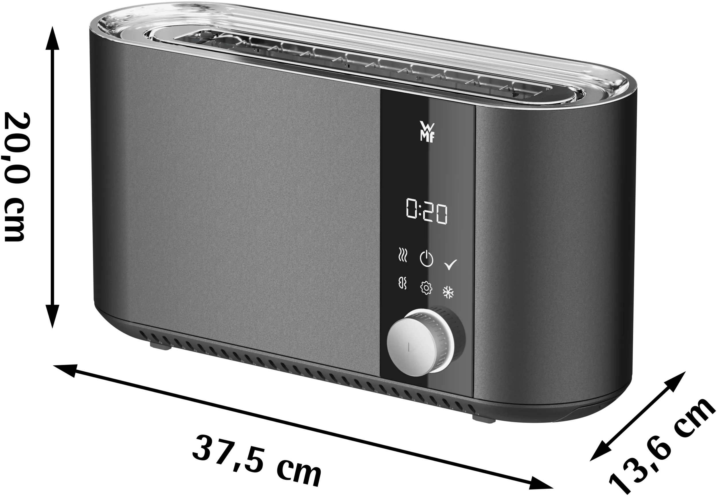 Nærbilde av stekeåpning på Langslissbrødrister Master 980W 12 bruningsnivåer touch