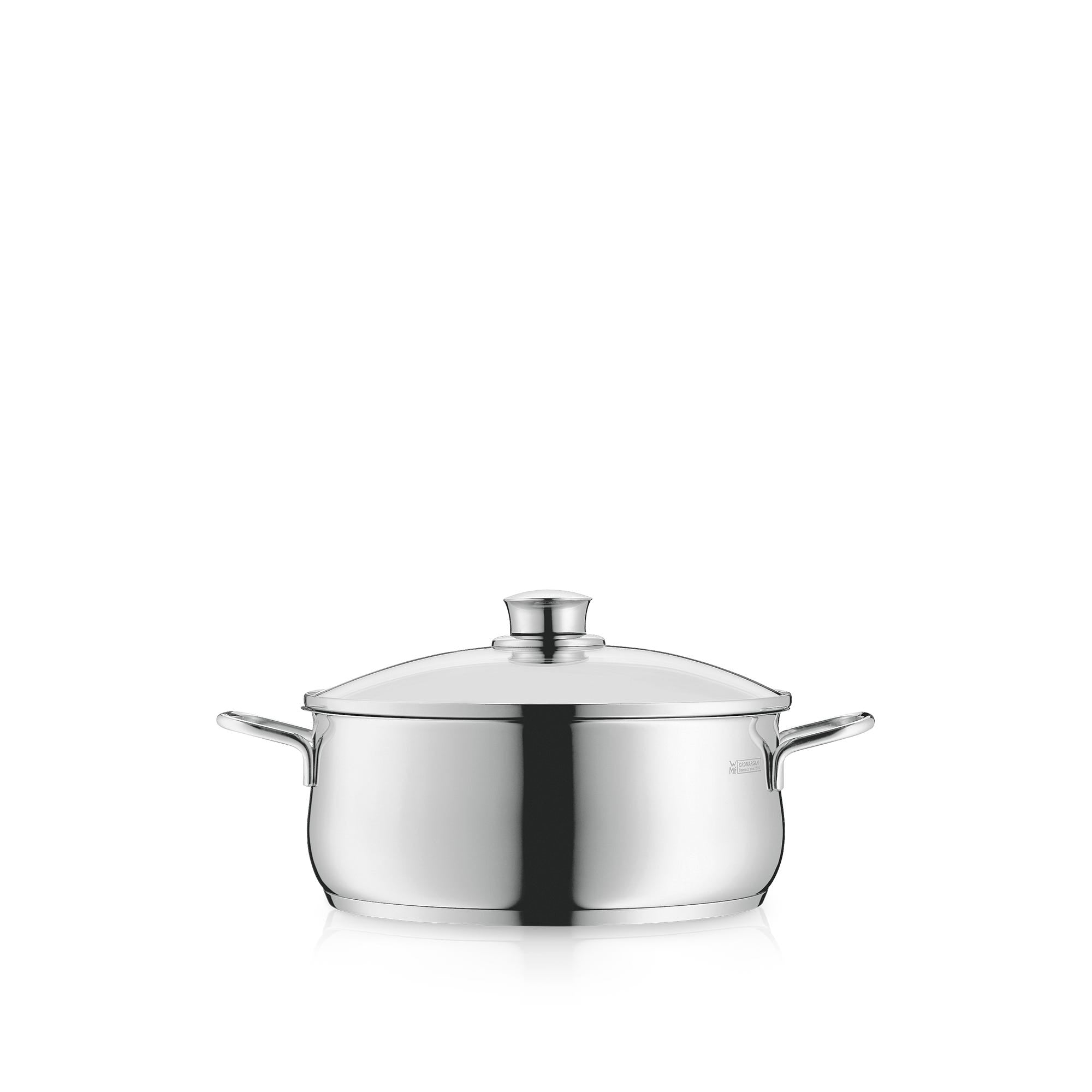 Lav gryte med glasslokk 16 cm rustfritt stål 1,5 L Diadem Plus - WMF forfra
