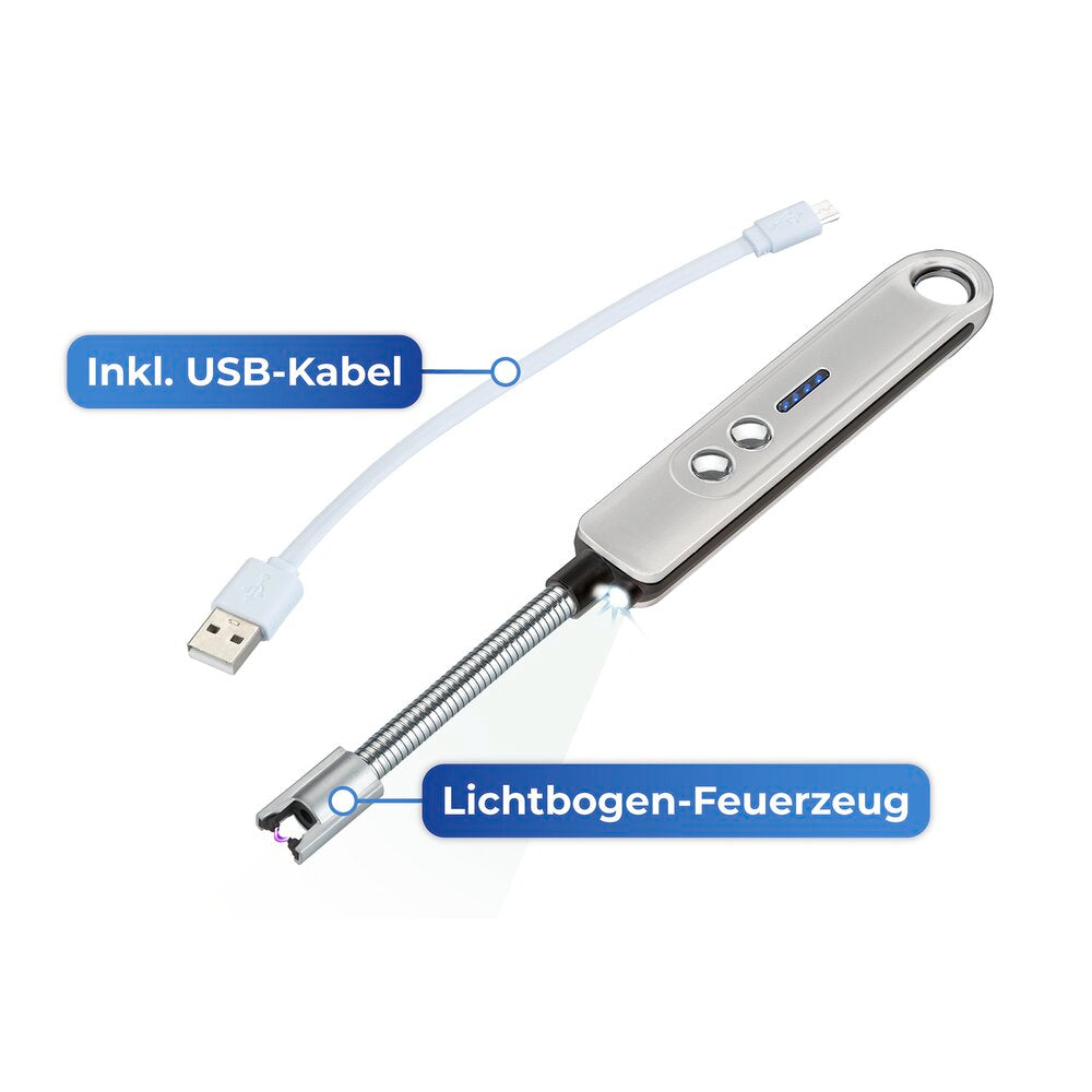 Bakside av LED lysbue-lighter elektrisk uten gass oppladbar svart Maximex