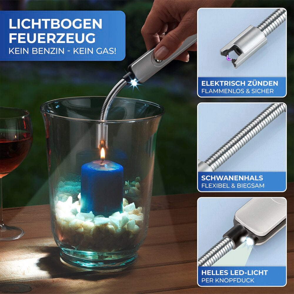 Detalj av LED lysbue-lighter elektrisk uten gass oppladbar svart Maximex