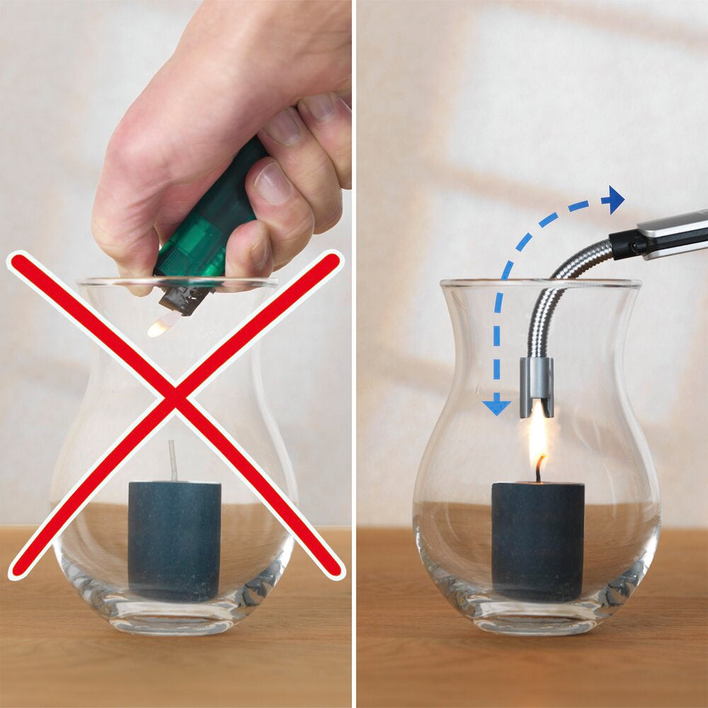 Nærbilde av LED lysbue-lighter elektrisk uten gass oppladbar svart Maximex