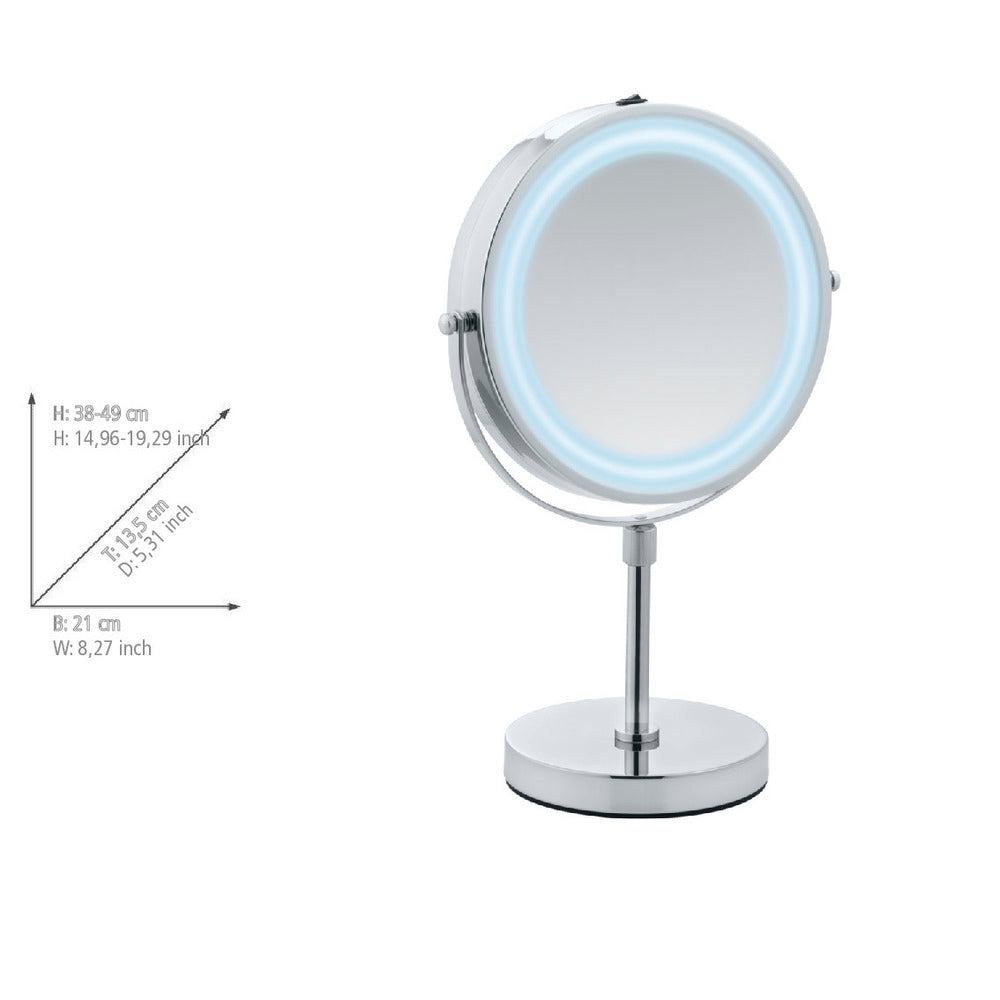 LED sminkespeil Lumi bordmodell 5x forstørrelse nærbilde av LED-lys