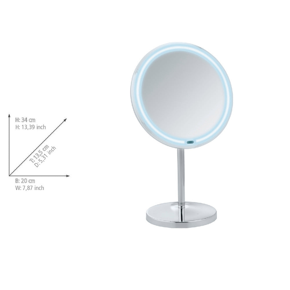 Nærbilde av touch-dimmer på LED sminkespeil Onno