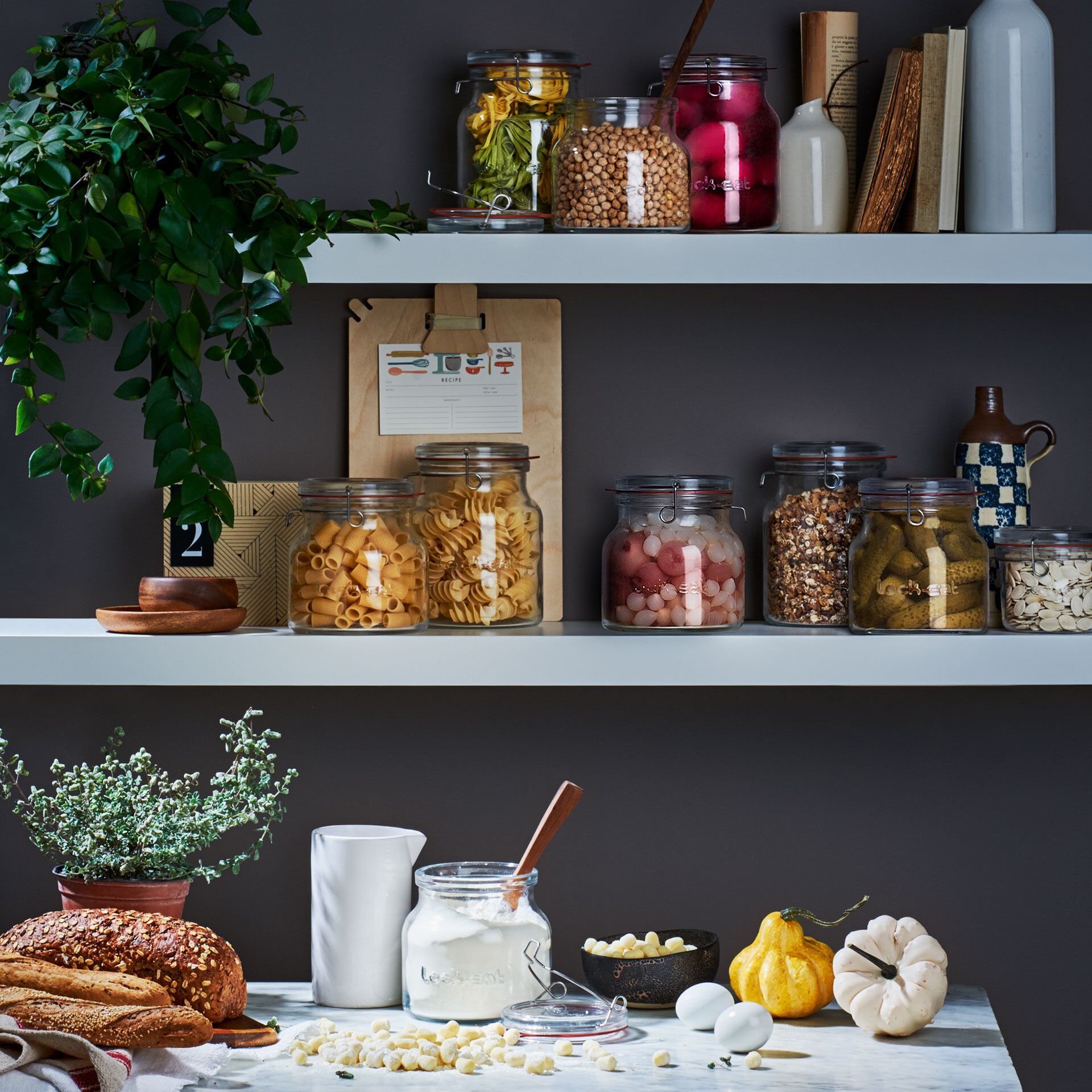 Lock-Eat norgesglass med lokk 2 liter glass - Luigi Bormioli detalj av lokk