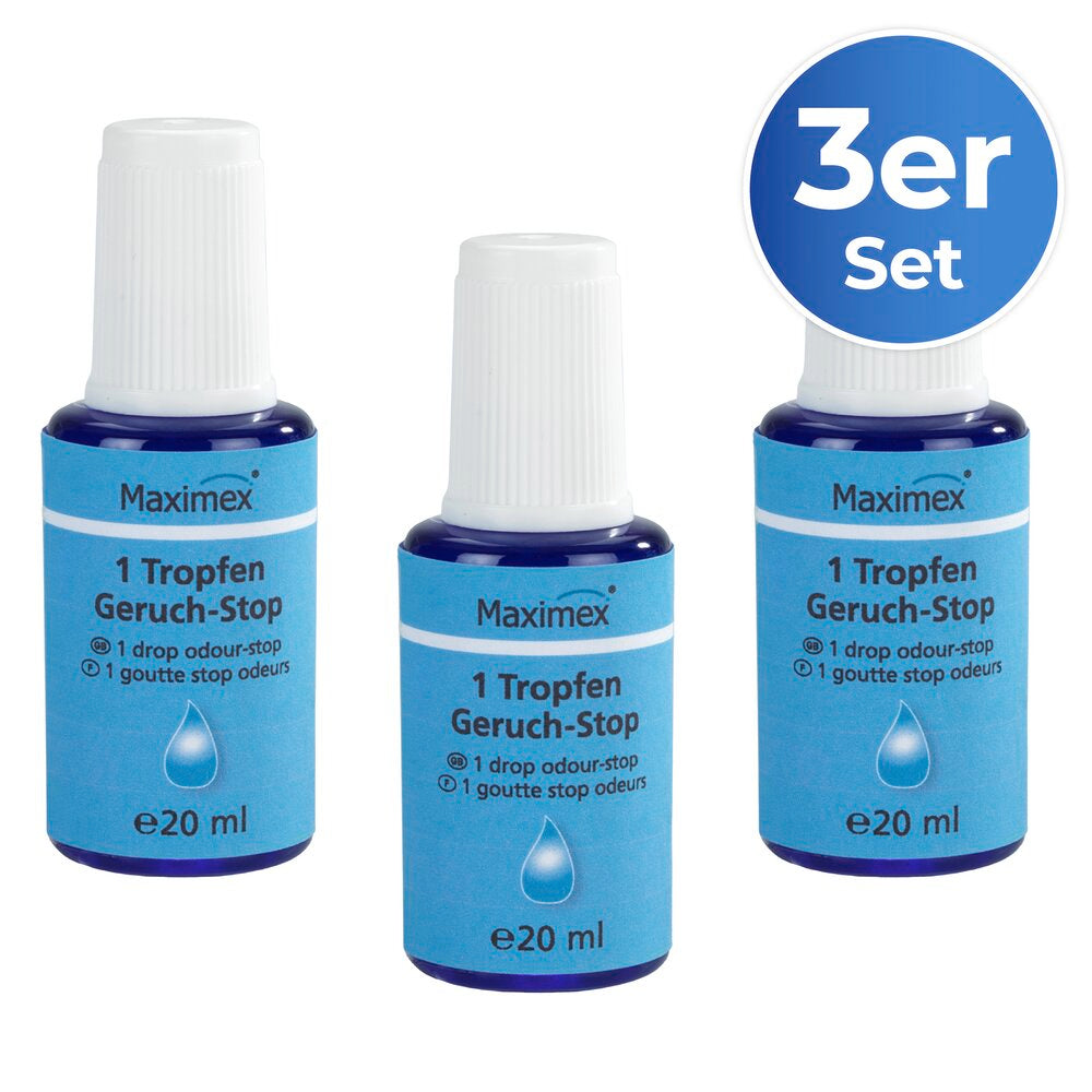Luktfjerner for toalett 3 x 20 ml dråpeformat Maximex bakside
