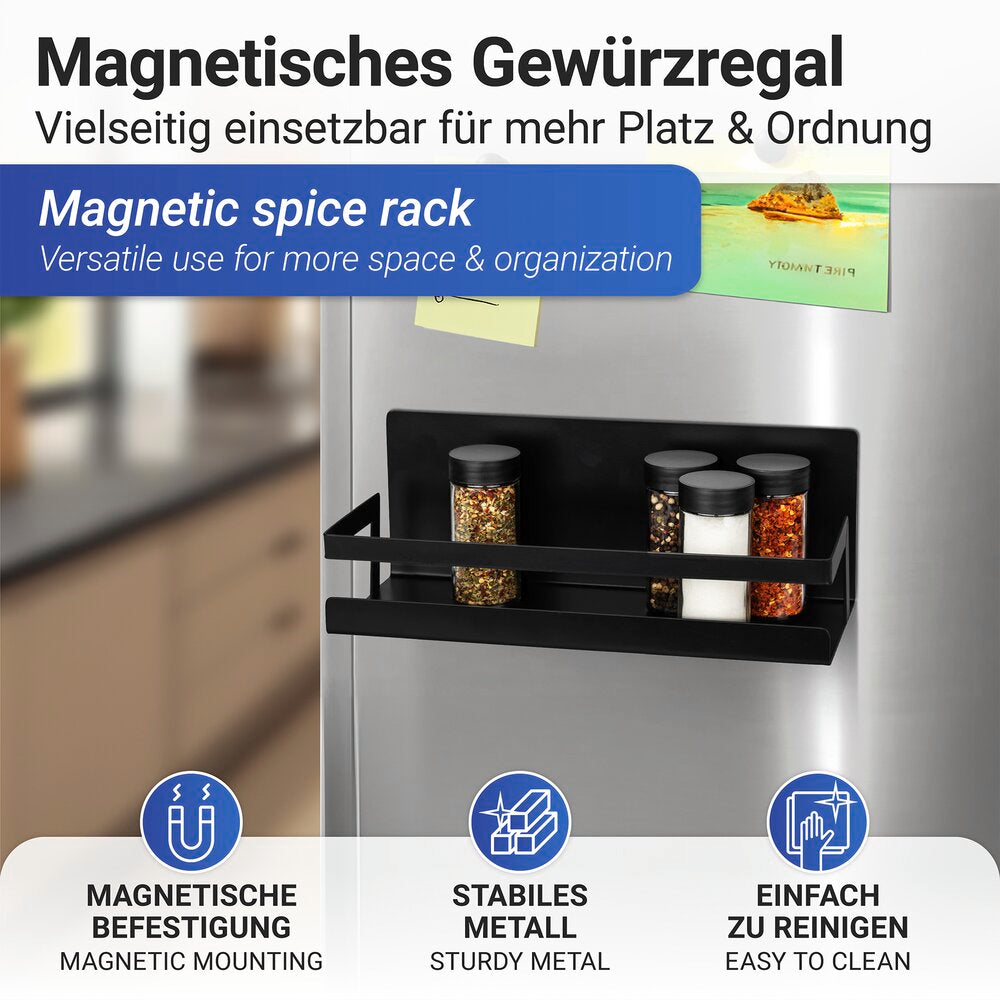 Magnetisk krydderhylle Ima pulverlakkert metall svart bakside