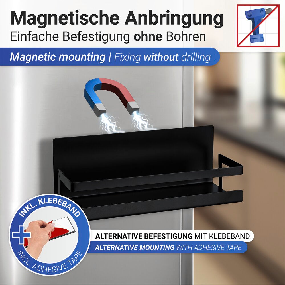 Detalj av Magnetisk krydderhylle Ima pulverlakkert metall svart